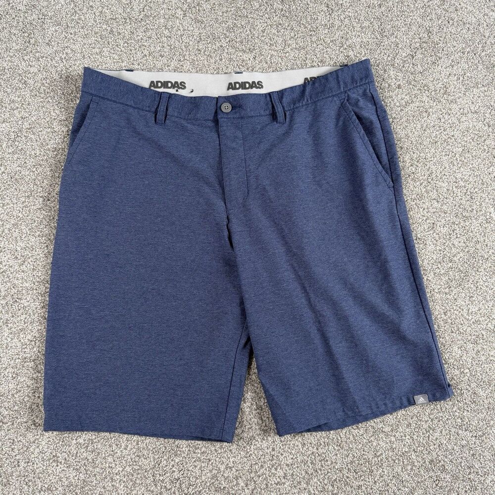 Adidas Golf Ultimate Shorts Mens Heathered Blue Performance Nylon Blend Size 38